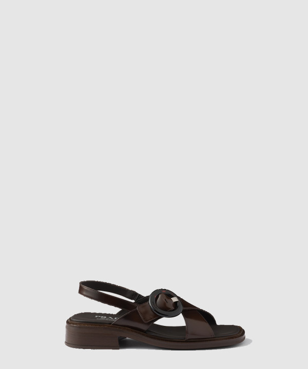 [PRADA-프라다] 버클 장식 브러쉬드 가죽 샌들 1X962N