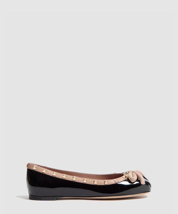 [VALENTINO-발렌티노] 락스터드 페이턴트 가죽 발레리나 6W2S0HQ5VNW